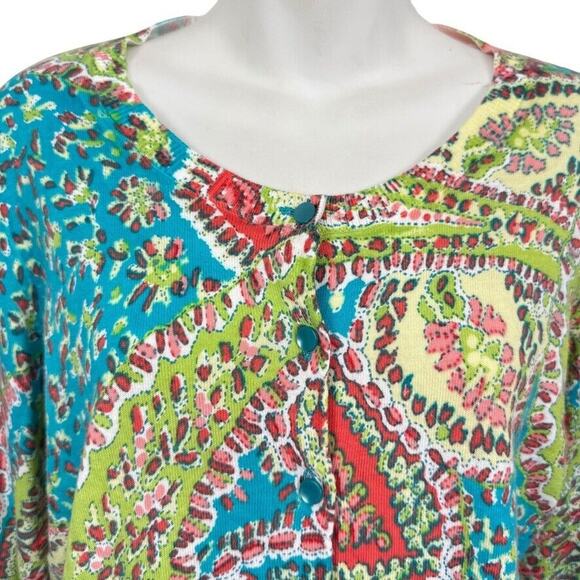 Talbots Petite Womens Colorful Cardigan Sweater Cotton Blend Lightweight sz M P - Picture 5 of 16